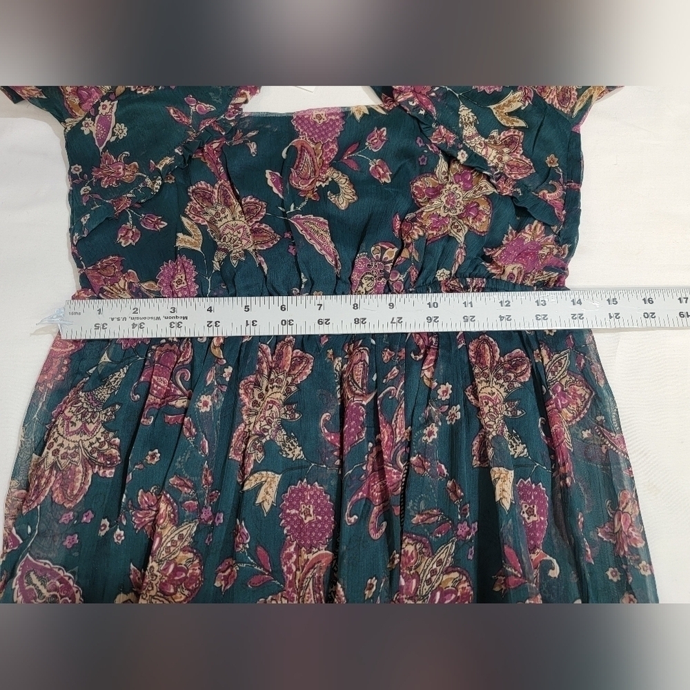 Band Of The Free Run The World Pine Paisley Empire Waist Midi Dress Size XS - Picture 7 of 13